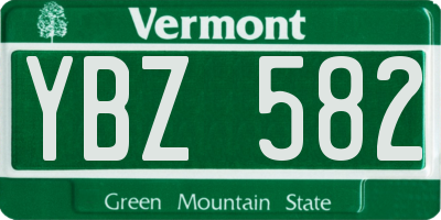 VT license plate YBZ582