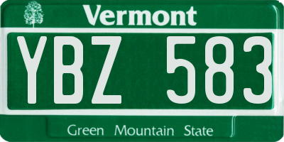 VT license plate YBZ583