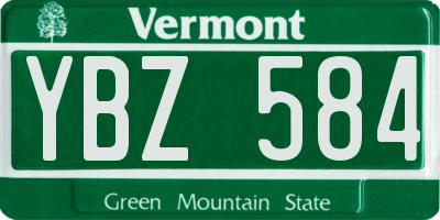 VT license plate YBZ584