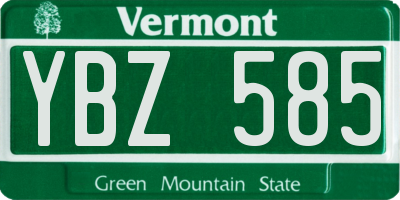 VT license plate YBZ585