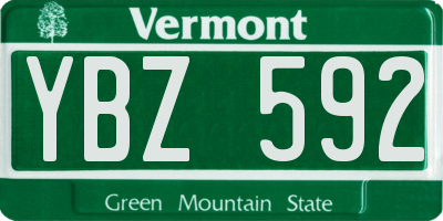 VT license plate YBZ592