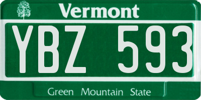 VT license plate YBZ593