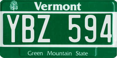 VT license plate YBZ594