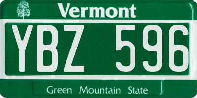 VT license plate YBZ596