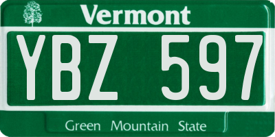 VT license plate YBZ597