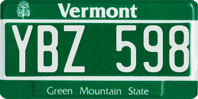 VT license plate YBZ598