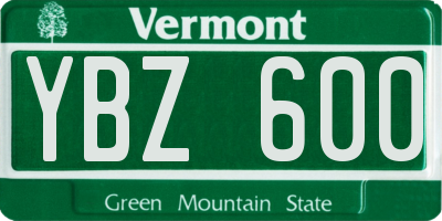 VT license plate YBZ600