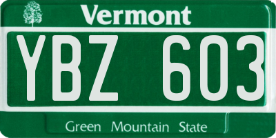 VT license plate YBZ603
