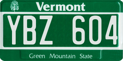 VT license plate YBZ604