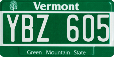 VT license plate YBZ605