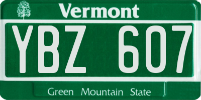 VT license plate YBZ607