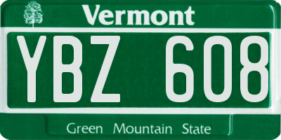 VT license plate YBZ608