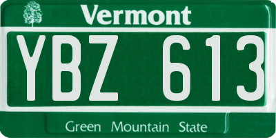 VT license plate YBZ613