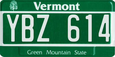 VT license plate YBZ614