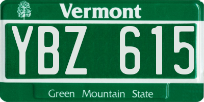 VT license plate YBZ615