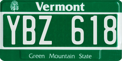 VT license plate YBZ618