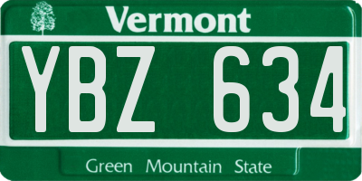 VT license plate YBZ634