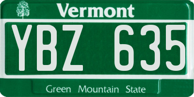 VT license plate YBZ635