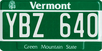 VT license plate YBZ640