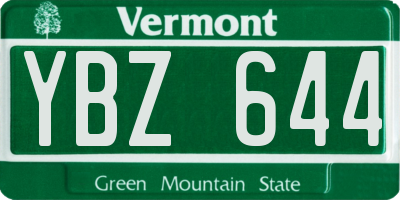 VT license plate YBZ644