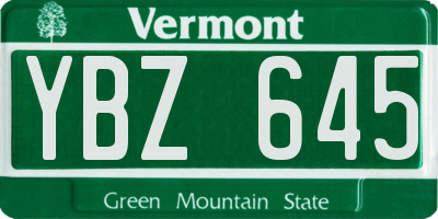 VT license plate YBZ645