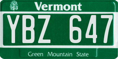 VT license plate YBZ647