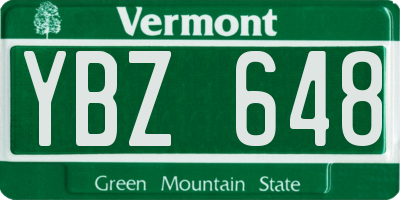 VT license plate YBZ648