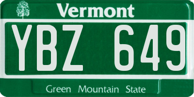 VT license plate YBZ649
