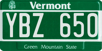 VT license plate YBZ650