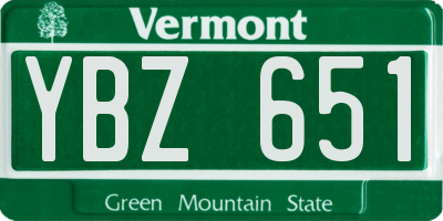 VT license plate YBZ651
