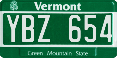 VT license plate YBZ654