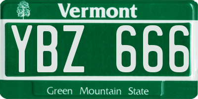 VT license plate YBZ666