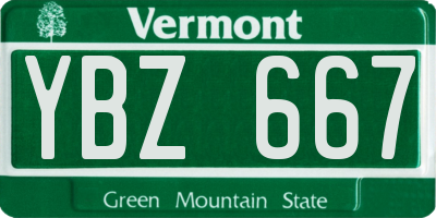 VT license plate YBZ667