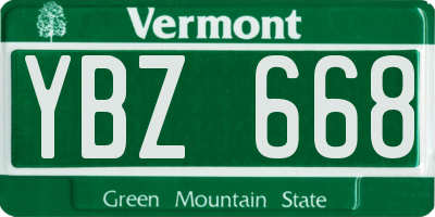 VT license plate YBZ668