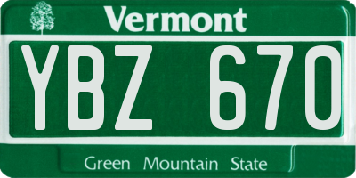 VT license plate YBZ670