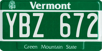 VT license plate YBZ672