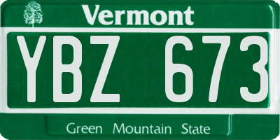 VT license plate YBZ673