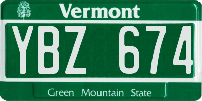 VT license plate YBZ674