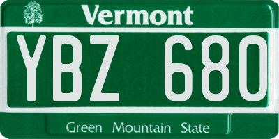 VT license plate YBZ680
