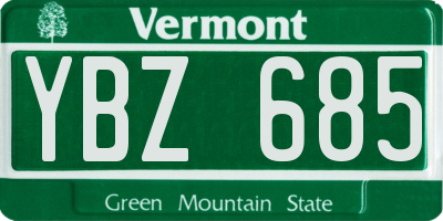 VT license plate YBZ685