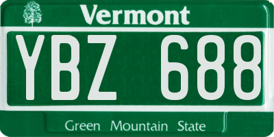 VT license plate YBZ688