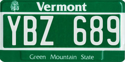 VT license plate YBZ689