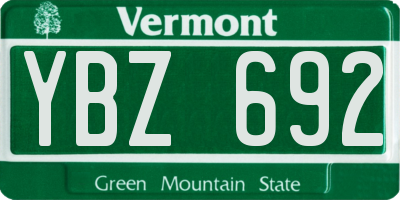 VT license plate YBZ692