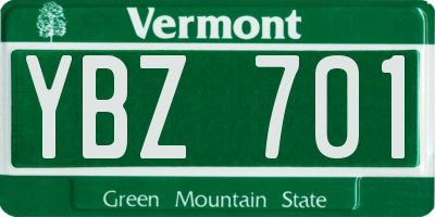 VT license plate YBZ701