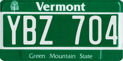 VT license plate YBZ704