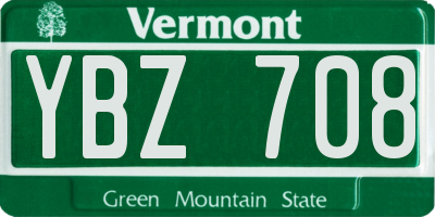 VT license plate YBZ708