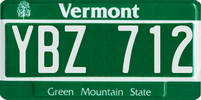 VT license plate YBZ712