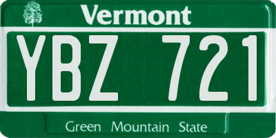 VT license plate YBZ721