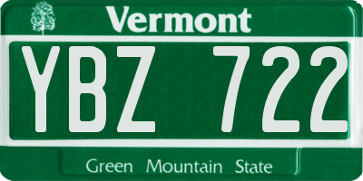 VT license plate YBZ722