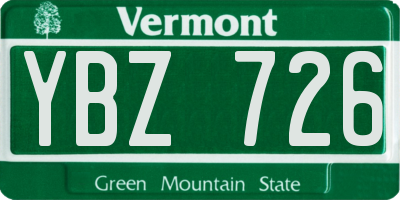 VT license plate YBZ726